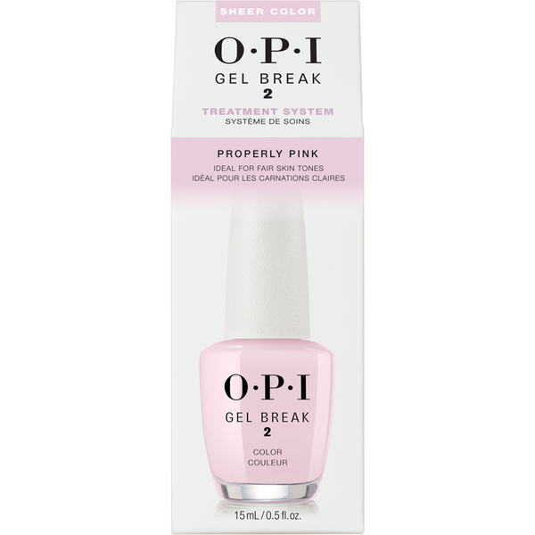 Лечебные средства для ногтей (комплексы):  OPI -  Ухаживающее покрытие с эффектом цвета (розовый) Gel Break Properly Pink (15 мл)
