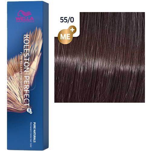 Профессиональные краски для волос:  Wella Professionals -  Краска для волос KOLESTON PERFECT ME+ 55/0 СВЕТЛО-КОРИЧНЕВЫЙ ИНТЕНСИВНЫЙ НАТУРАЛЬНЫЙ PURE NATURALS  (80 мл)