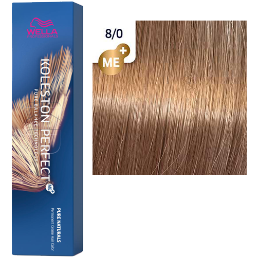 Профессиональные краски для волос:  Wella Professionals -  Краска для волос KOLESTON PERFECT ME+ 8/0 СВЕТЛЫЙ БЛОНД НАТУРАЛЬНЫЙ PURE NATURALS  (80 мл)